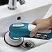 Finether Rechargeable Household Power Scrubber Brush with 1 Battery 7 Brushes 1 Scouring Pad for Bathroom Kitchen Portable Lightweight Cleaning Brush and Low Noise Multi Purpose Bathtub Cleaner,Blue