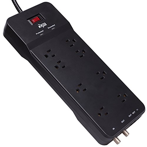 image for KMC 8-Outlet Surge Protector Power Strip with Overload Switch, 4500J, 