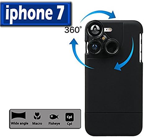 Iphone 7 Case Cover 4 In 1 Camera Lens Kit Fisheye &amp; Macro &amp; Wide Angle &amp; Cpl Photographer Touring Accessories With Phone Case (black)