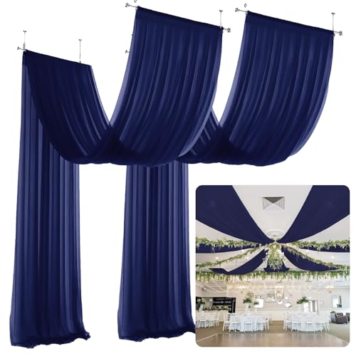 ROMANKAS Navy Blue Ceiling Drapes