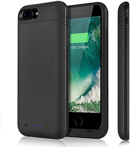 External Battery Charger Case for iPhone 7 Plus(5.5''), Ultra Slim &amp; Rechargeable Extended Backup Power Bank Charger Case with High Capacity 7000mAh (Black)