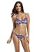zeraca Women's Strap Side Bottom Halter Racerback Bikini Swimsuits (L14, Triabal Eeo)