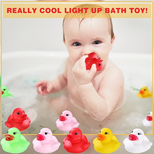 12 Packs Light up Rubber Ducks Glow Bath Toys Flashing Ducks for