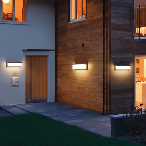 Coinmit Wandleuchten 2 Piece LED Outdoor Wall Light 36 W 3000 K 3500LM IP65 Waterproof Aluminium Wall Light for Indoor and Outdoor Patio Balcony Anthracite