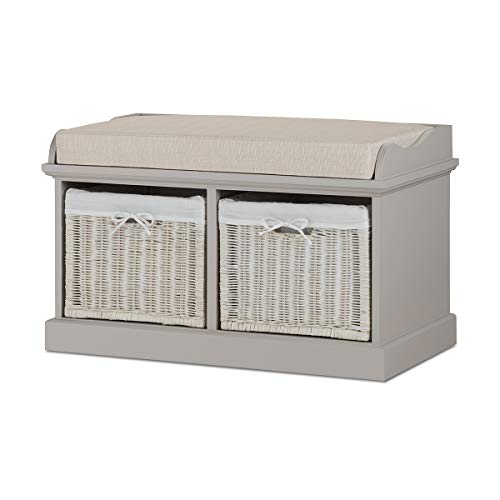 Very Sturdy Hallway Storage Bench With Matching Cushion Seat Fully Assembled Tetbury Grey Bench With 2