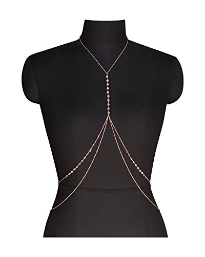 Boosic Bikini Crossover Chain Disc Charm Multi Layered Belly Body Jewelry For Women, Gold