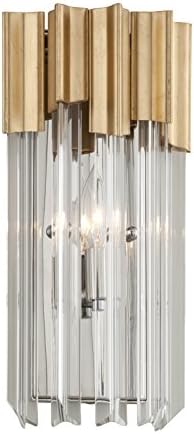 Charisma Wall Sconce - 7" - Gold Leaf with Polished Stainless Finish with Clear Crystal