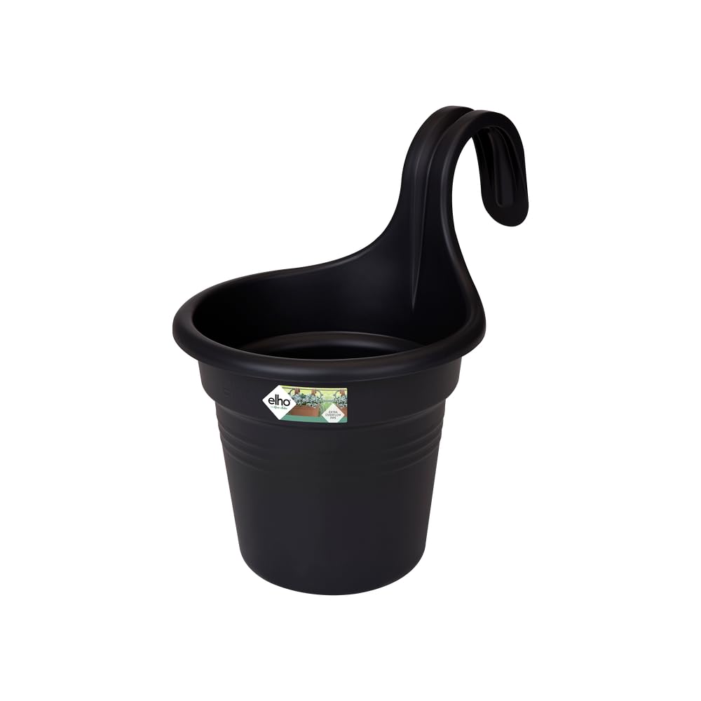 elho Green Basics Easy Hanger S 26 - Planter for Balcony & Outdoor - Ø 26.5 x H 25.5 cm - Black/Living Black