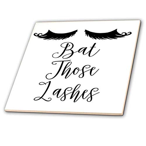 3D Rose Bat Lashes Illustration Ceramic Tile, Multicolor