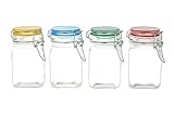 Kinetic 57115-J 4 Piece GoGreen Jar Set with Jewel Colored Lid, Mini, Glass