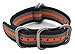 ArtStyle Watch Band with Colorful Nylon Material Strap and Heavy Duty Brushed Buckle (Black/Grey/Orange, 18mm)