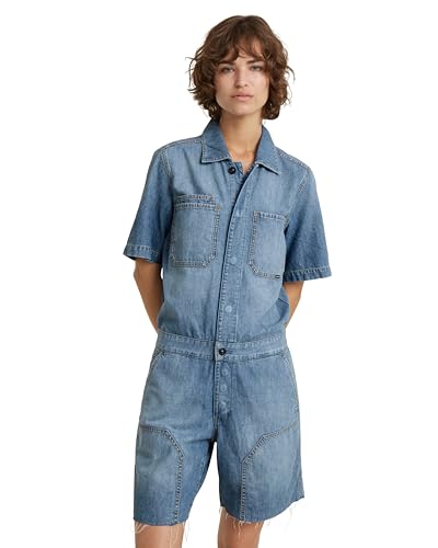 G-STAR RAW Women's Jumpsuit Painter Short Overall ss Wmn, Blau (faded thames D24394-D539-G614), L