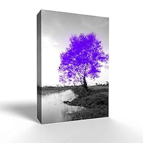 Blue and Black Abstract Colorful Tree Painting Wall...