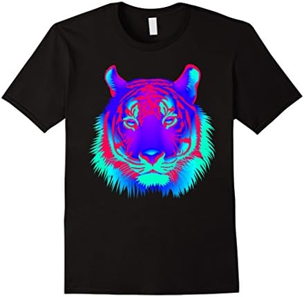 Mens EDM Electronic Dance Techno Neon Tiger Rave T-Shirt 2XL Black