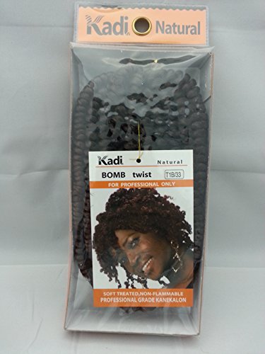 Kadi Natural Braiding Style, Hair Extension, Professional Grade Kanekalon (T1B/33 - Black /Dark Aurburn, BOMB TWIST)