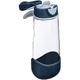 b.box 20oz Sport Spout Kids Water Bottle for School, Sports, Daycare - No-Straw Design for Easy Cleaning - Leakproof - Ergonomic Triangle Grip - Dishwasher Safe, BPA Free, PFAS Free - Midnight