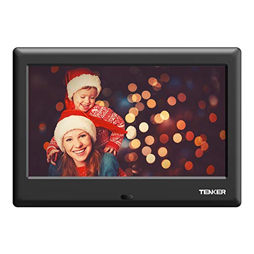 TENKER 7-inch [Updated] HD Digital Photo Frame IPS LCD Screen with Auto-Rotate/Calendar/Clock Function, Mp3/Photo/Video Player with Remote Control, Black