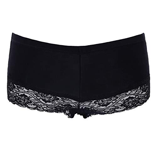 Women Cotton Underwear 6 Lace Boy Shorts Panties Slip Shorts for Womens