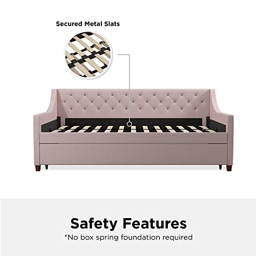 Novogratz Her Majesty Upholstered Daybed with Trundle, Twin Size Frame