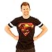 Superman Distressed Logo With Striped Sleeves Black Adult T-shirt Tee