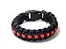 Paracord Survival Bracelet Black Thin Red Line Firefighter 9 Inch for 7.5 Inch Wrist