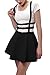 Urban CoCo Womens Elastic Waist Pleated Short Braces Skirt (Small, Black)