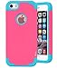 Alkax for iPhone SE Case, Dual Layer Armor Heavy Duty Rugged Slim Shockproof Protection Series Protective Cover for Apple iPhone SE +1 Stylus Pen (Hot Pink/Blue)