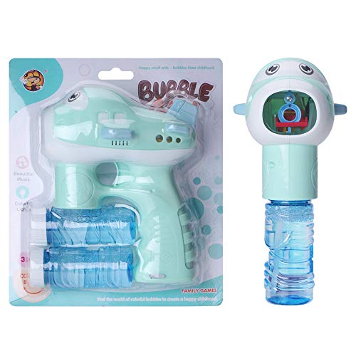 Bubble Gun, KIMILAR Bubble Shooter Gun Light Up Bubbles Blowers with LED Flashing Lights and Sounds Bubble Blowing Toys for Kids, Boys and Girls - 2 Bubble Solution and 3 AA Batteries Included (Green)
