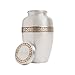 Silver Funeral Urn by Liliane Memorials - Cremation Urn for Human Ashes - Hand Made in Brass - Suitable for Cemetery Burial or Niche- Large Size fits remains of Adults up to 200 lbs- Wildflowers Model