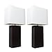 Elegant Designs LC2000-BLK-2PK 2 Pack Modern Leather Table Lamps with White Fabric Shades, Black