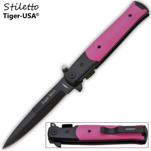 P-109-PK-SB "9""" Godfather Style Folding Knife- Pink (Super Bitch) folding knife edge n7z6y41e0bq2 steel sharp dagger 999h0l2bh sword