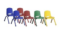 ECR4Kids School Stack Chair with Matching Powder Coated Legs/Ball Glides (6-Pack), 10-Inch, Assorted Colors