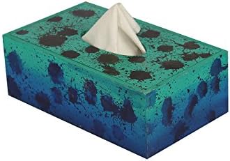 Klamod India Handpainted Rectangular Color Droplets Wooden Tissue Box Holder - Blue, Decorative Room/Car/Office Tissue Paper Napkin Container-For Classy &amp; Vibrant Decor Decor
