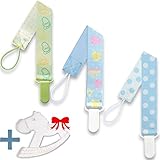 TatiBaby Pacifier Clip Holder, 2 sided Design, Shower Gift Set