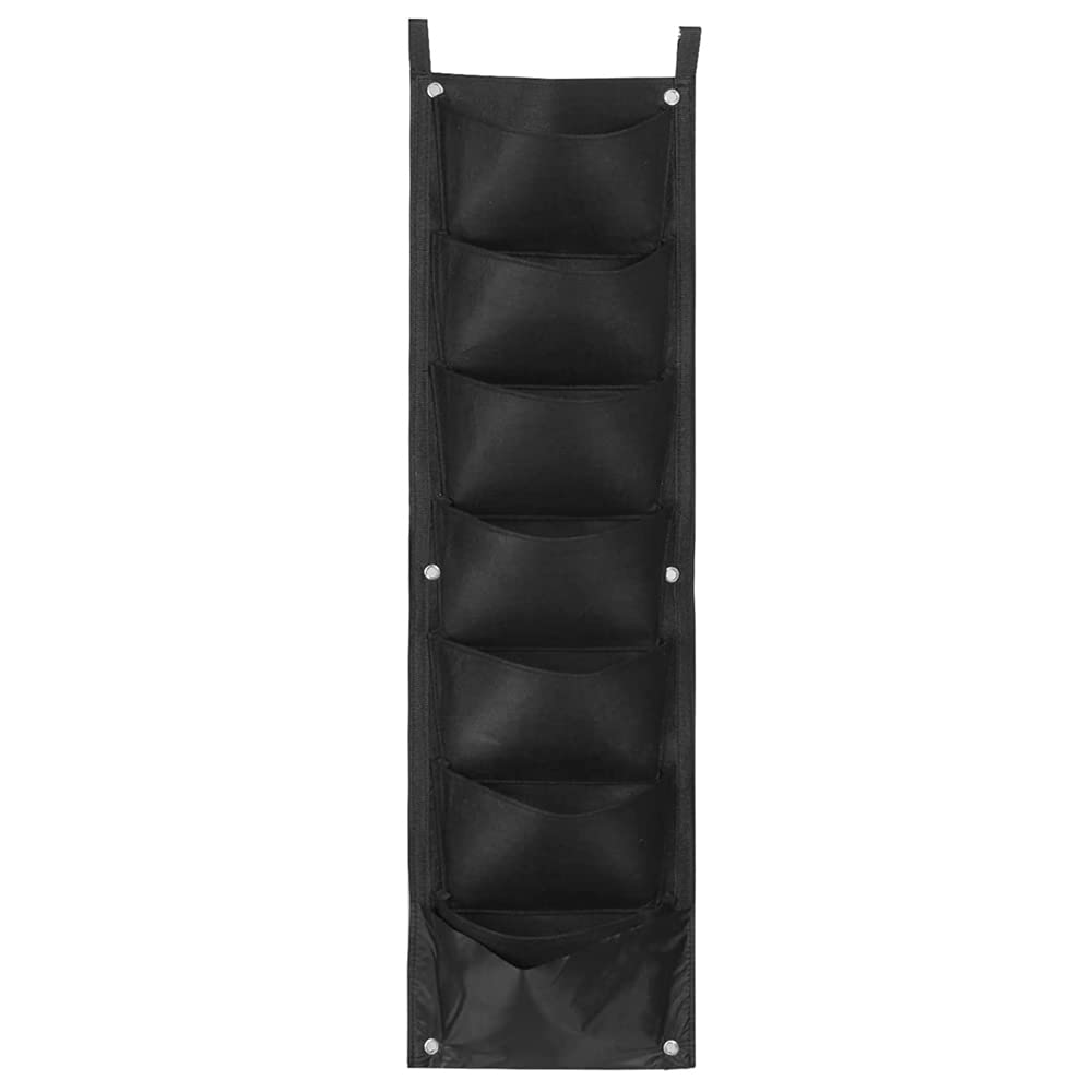 SEIWEI Wall Planting Bags, Planters Outdoor, 7 Pocket Wall Hanging Planter Planting Grow Bags, Vertical Hanging Plant Bags Garden Wall Planter For Yard Garden Home Decoration (Black)