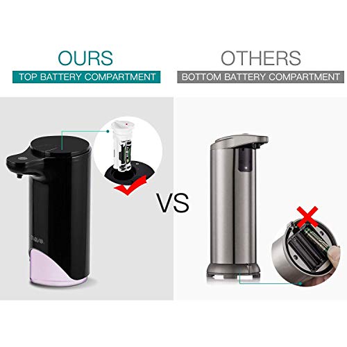 SVAVO Automatic Foaming Soap Dispenser, Hands-free Touchless Countertop Sensor Soap Dispensers Pump for Bathroom Kitchen Home Office Hotel School, Adjustable Foam Volume, 10oz 280ml (Black)