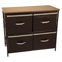 Household Essentials Drawer Storage Unit | 2 Shelves and 4 Removable Brown Bins | Bronze Finish