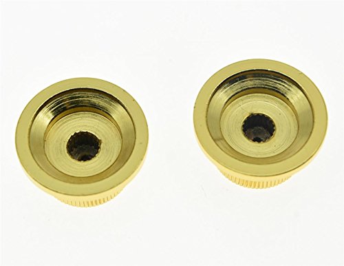 KAISH 2pcs Gold Metal Bell Knobs Push On Guitar Bass Top Hat Knob for 5.8mm Split Shafts