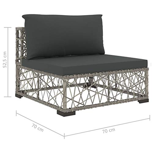 Festnight 6-TLG. Garten-Lounge-Set mit Auflagen Poly Rattan Grau – Bild 7