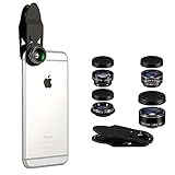 HD Phone Camera Lens Kit, Flykul Universal 5 In 1 Camera Phone Lens Phone Lens Kit - Fisheye Lens, 2 in 1 Macro Lens & Wide Angle, CPL Lens, Telephoto Lens, Clip Lens Kit for Smart Phone