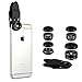 Flykul HD Phone Camera Lens Kit, Universal 5 In 1 Camera Phone Lens Phone Lens Kit - Fisheye Lens, 2 in 1 Macro Lens & Wide Angle, CPL Lens, Telephoto Lens, Universal Clip Lens Kit for Smart Phone