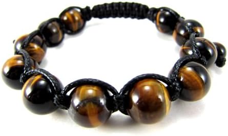 12mm All Authentic Tiger Eye Bead Adjustable Bracelet
