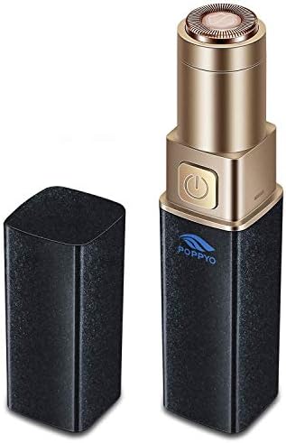 Facial Hair Removal for Women, POPPYO Painless Hair Remover Ladies Mini Travel Size Hair Trimmer for Peach Fuzz, Chin Cheek Hair, Upper Lip Moustaches, Sideburns, Waterproof, Battery Powered