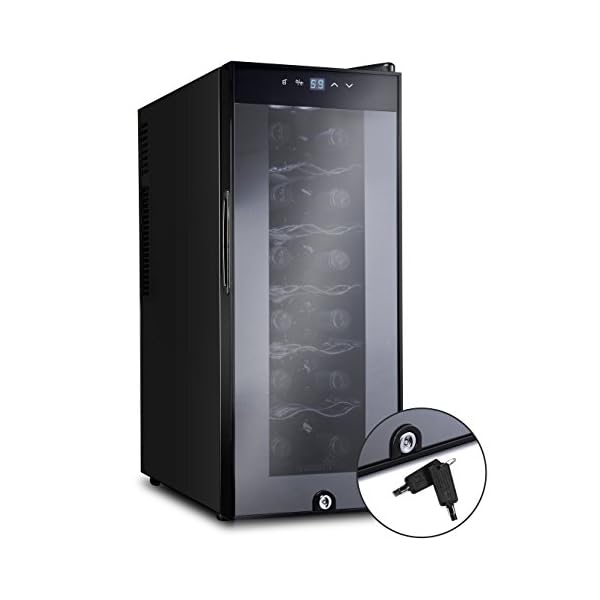 Ivation-12-Bottle-Thermoelectric-Wine-CoolerChiller-Door-Lock-Counter-Top-Red-White-Wine-Cellar-wDigital-Temperature-Display-Freestanding-Refrigerator-Smoked-Glass-Door-Quiet-Operation-Fridge