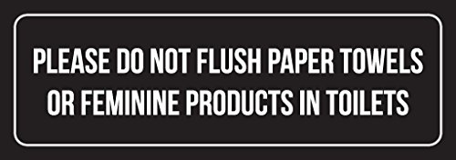 iCandy Combat Please Do Not Flush Paper Towels Or Feminine Products in Toilets Plastic Wall Sign - 2 Pack, 3x9 Inch - Thumbnail 5