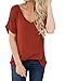 Lovaru Womens Short Sleeve Loose V Neck Tee T-Shirt Summer Tops with Front Pocket