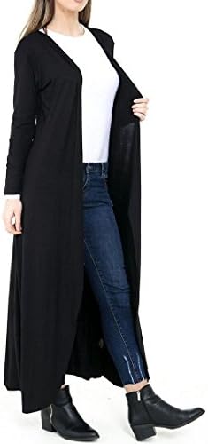 FashionCrazexx New Womens Ladies Modest Plain Long Sleeve Open Longline Maxi Cardigan