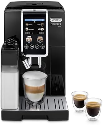 Dinamica Plus ECAM382.70.B, Máquina Automática de Café en Grano, Máquina Cappuccino con LatteCrema Hot, Cafetera Espresso, Taza con 18 Recetas, Pantalla TFT 3,5'', 1450W, Negro