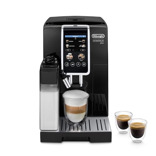 Dinamica Plus ECAM382.70.B, Máquina Automática de Café en Grano, Máquina Cappuccino con LatteCrema Hot, Cafetera Espresso, Taza con 18 Recetas, Pantalla TFT 3,5'', 1450W, Negro