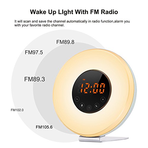 Sunrise Alarm Clock, Hoyee 7 Changing Colors Wake up Light with Nature